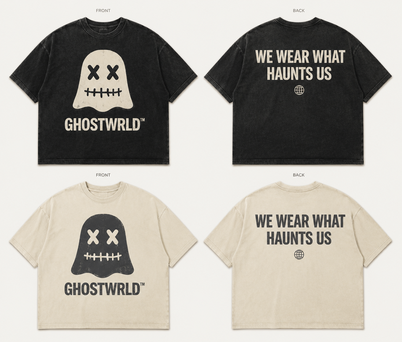 GHOSTWRLD What Haunts Us tee in washed black and bone
